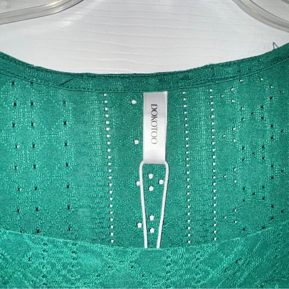 Dokotoo Elegant Green Square Neck Loose Fit Short Sleeve Blouse size L - Picture 6 of 9